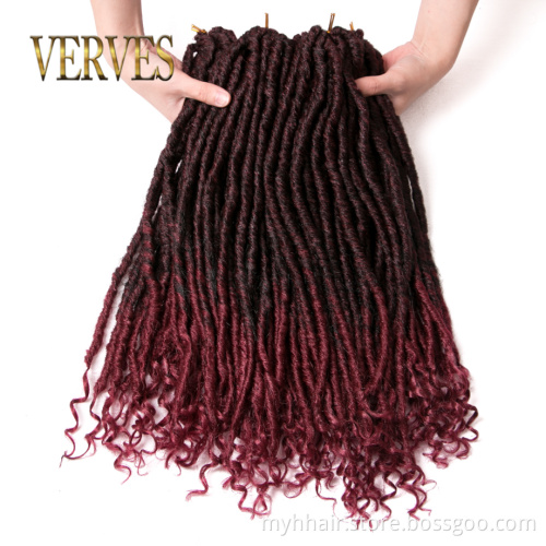 Crochet Faux locs Curly Braids Hair Extensions 18 inch synthetic hair Braids Dreads Hairstyle Ombre Goddess Locs  Hair Extension